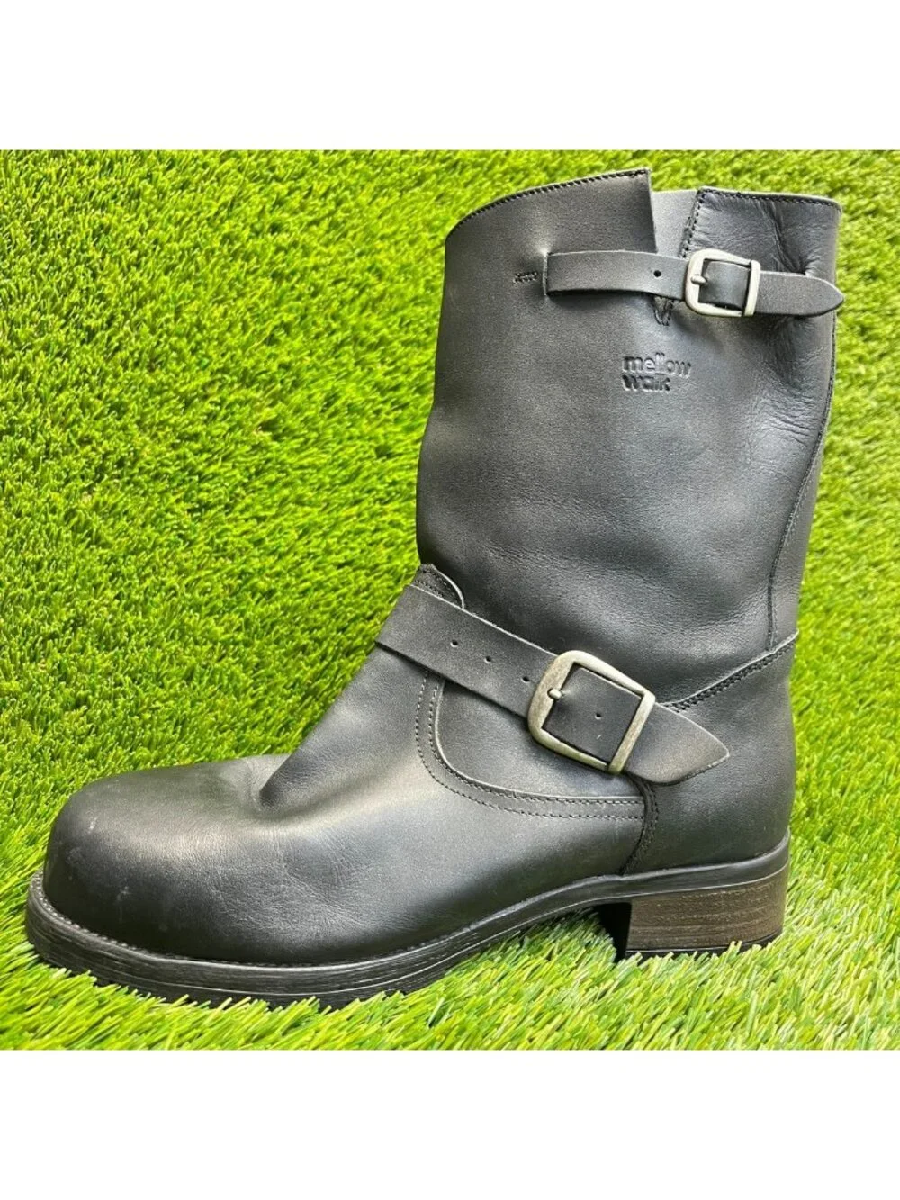 Mellow Walk Vanessa Womens Size 8.5 Black Steel Toe Motorcycle Engineer Boots